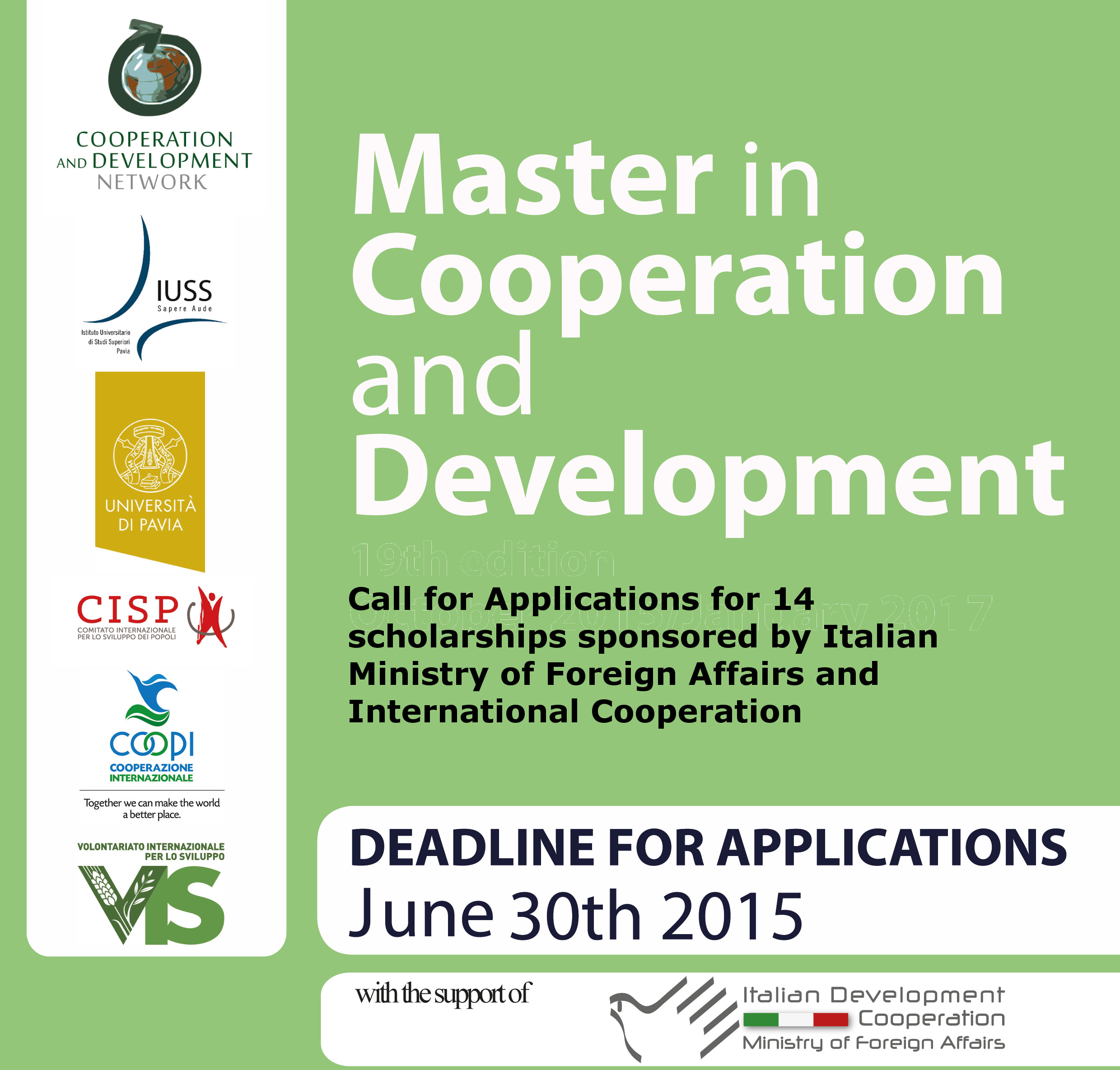 Master in cooperation and development - Internazionale UNIPV